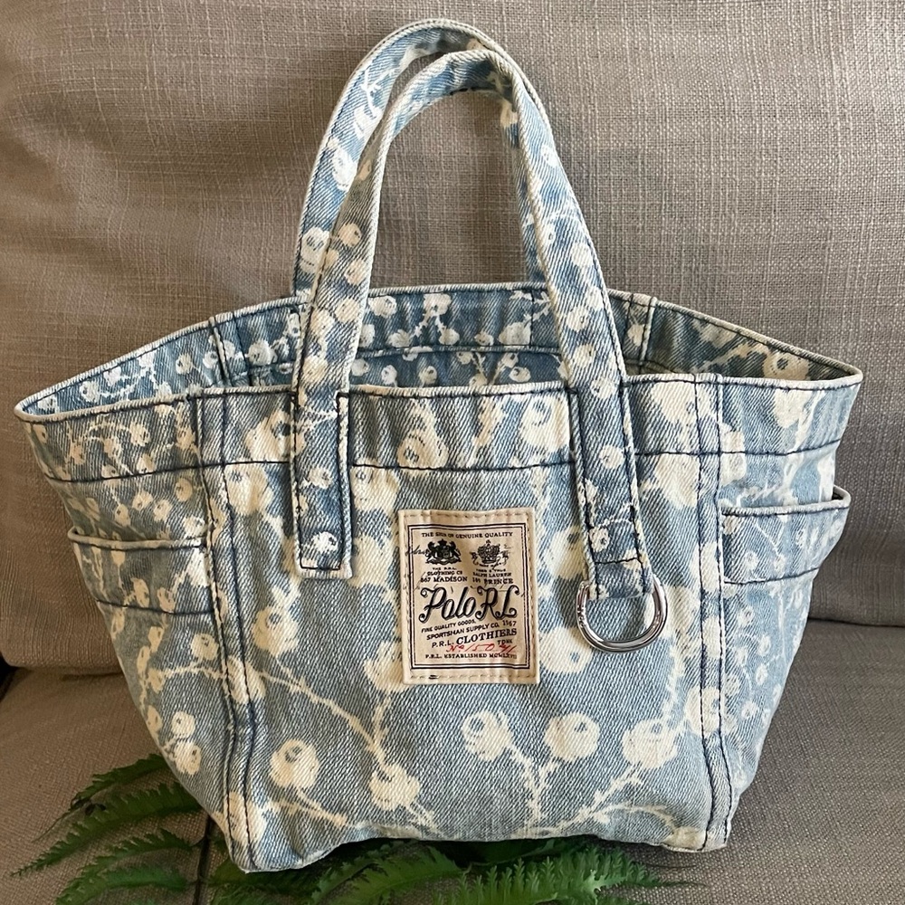 ** RARE** Polo Ralph Lauren Floral Denim Mini Tote